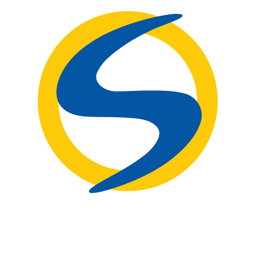 Logotypen med föreningens namn i vit text, på mörk bakgrund